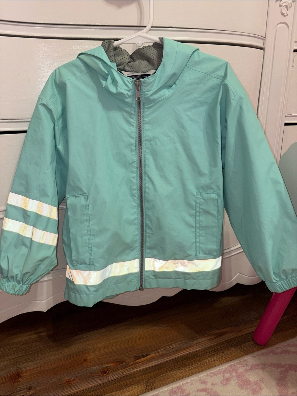 Charles River Apparel Turquoise Blue Raincoat with Reflective Stripes Girl 3T